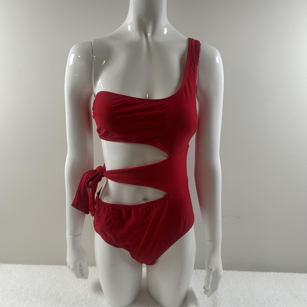 SHEKINI Swimsuit Womens Medium Red One Shoulder‎